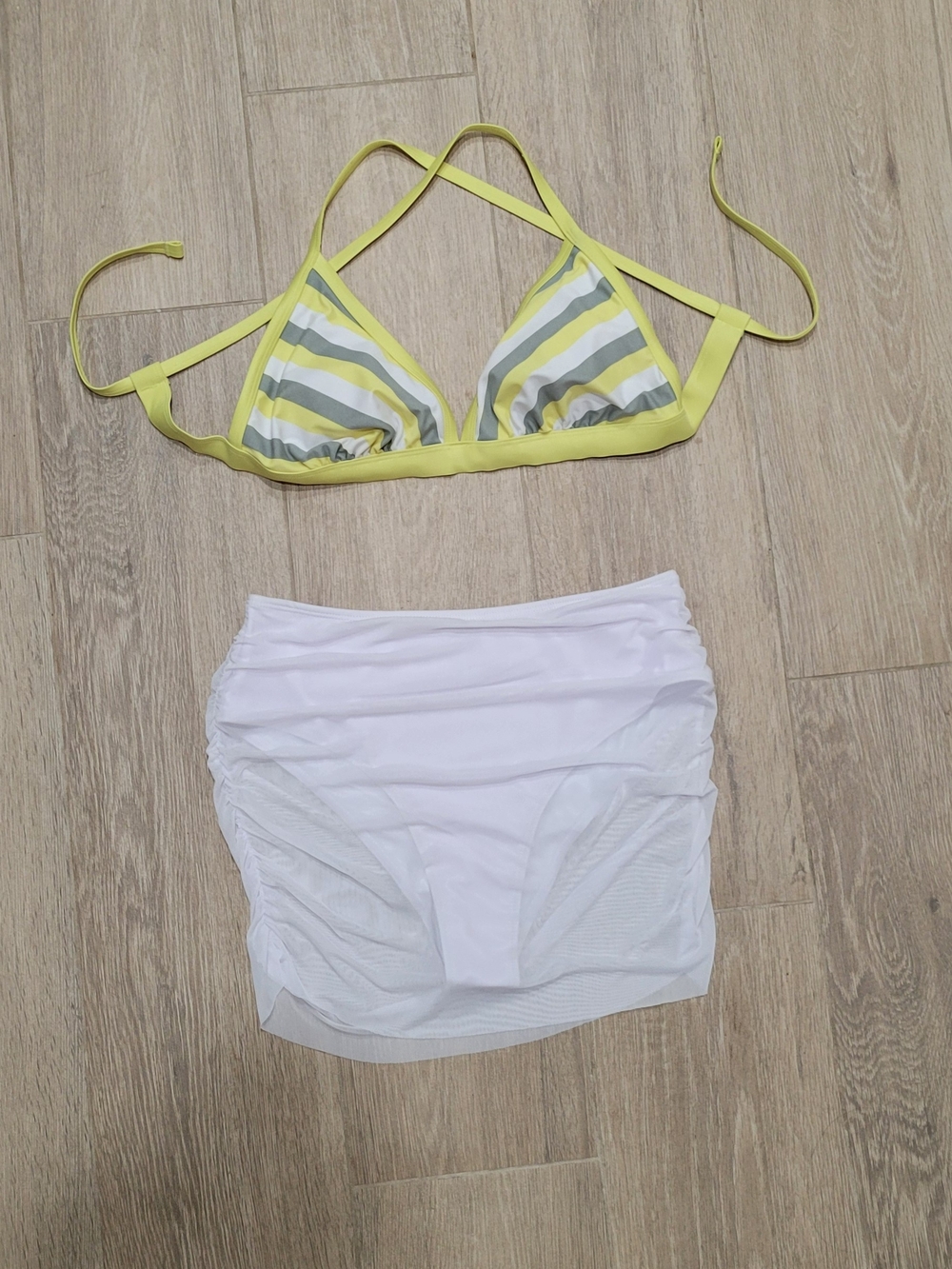 Kona Sol Lemon Yellow and White Bikini Set